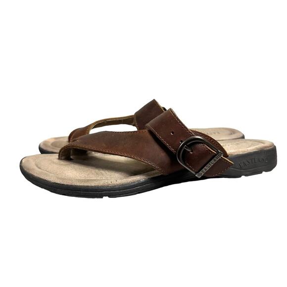 Eastland Tahati II Leather Slip On Open Toe Sandals Brown Womens 11 - Picture 1 of 10